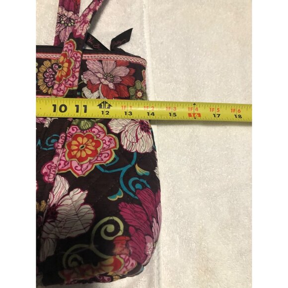 Vera Bradley Mod Floral Purse Shoulder Bag Two Handle Pink Brown Beige Flowers - Picture 5 of 7